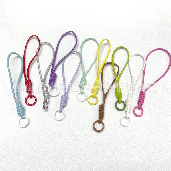 New Ins Colorful Leather Short Rope Pendant Doll Bag Mobile Phone Case Keychain Mobile Phone Short Anti-lost Lanyard