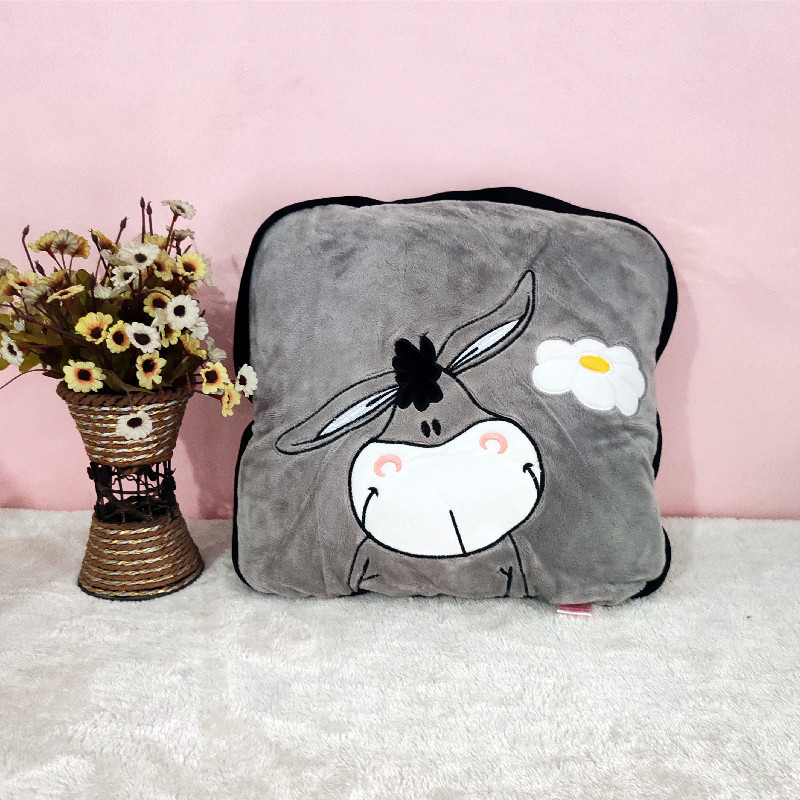 Procesamiento personalizado almohada multifuncional colcha de coral de doble uso mantas de lana de oficina almohada de siesta impresa logotipo