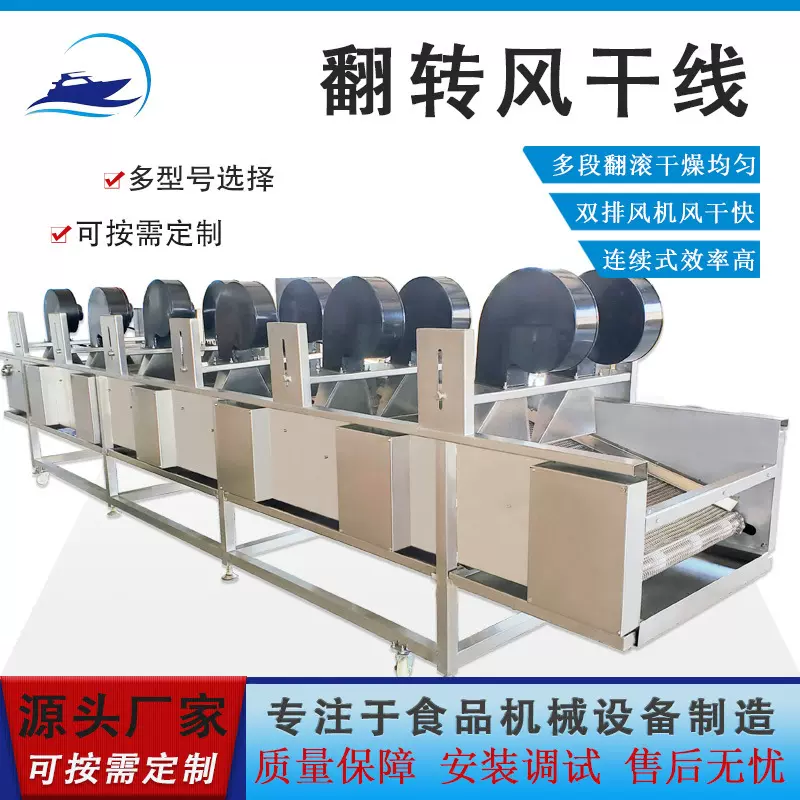 商用调料袋沥水干燥机械厂家汇泽现货连续式袋装酸豆角翻滚风干机