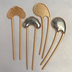 手工diy发簪宋锦贴布艺底胎小众手作发饰空托U型发钗复古盘发簪子