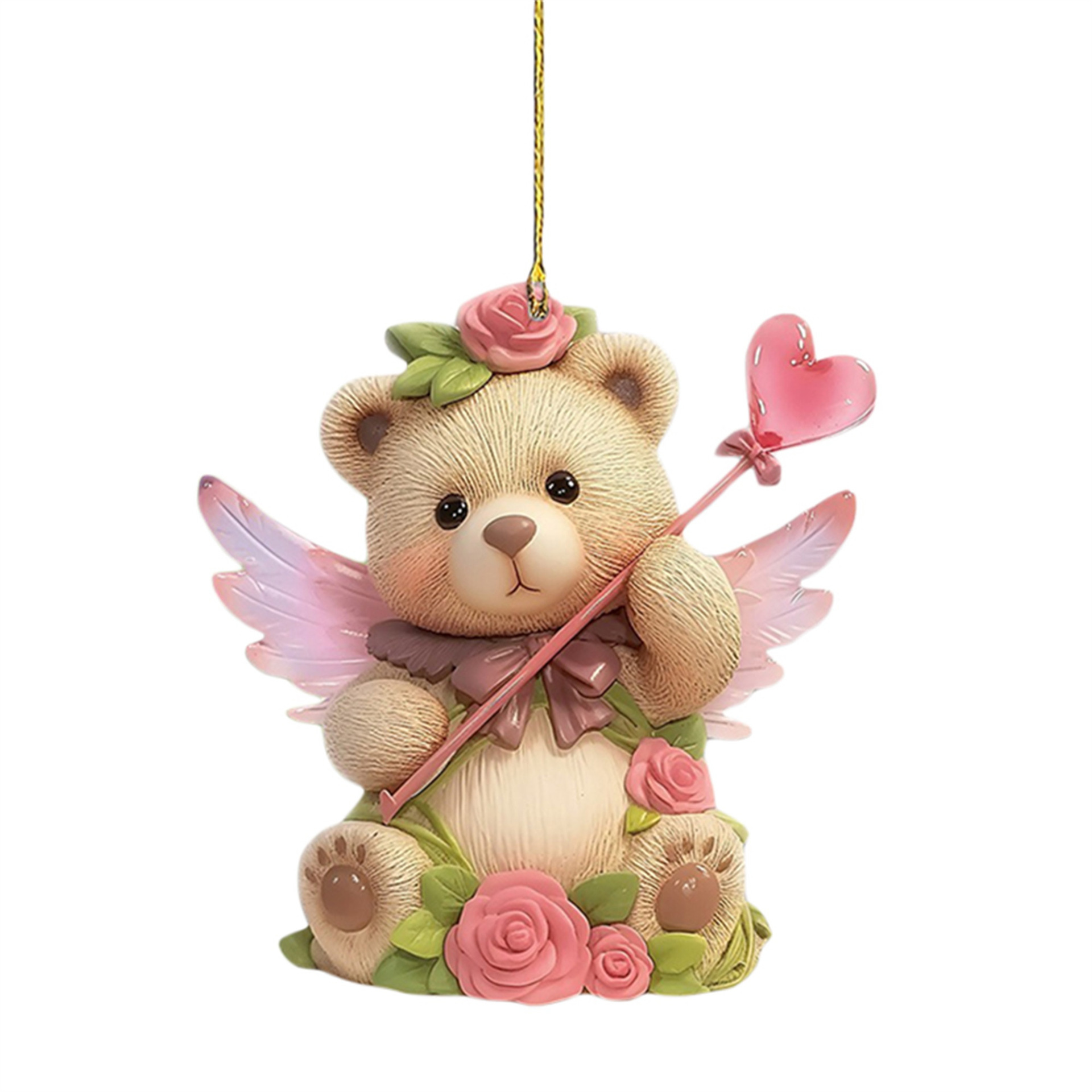 2D pequeños regalos para el día de San Valentín adornos adorables osos ángel decoración de árbol de Navidad colgante de automóvil llavero image 5