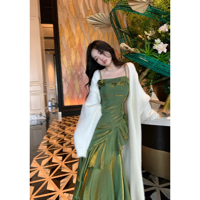 绮梦晚宴 人鱼姬裙摆高级感战袍小礼服吊带裙女早秋新款