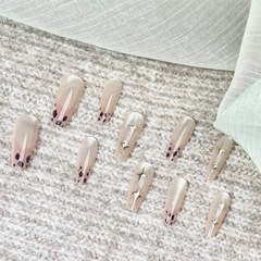 梨花姬網紅手工黑色豹紋穿戴甲法式秋冬辣妹貴氣美甲貼片