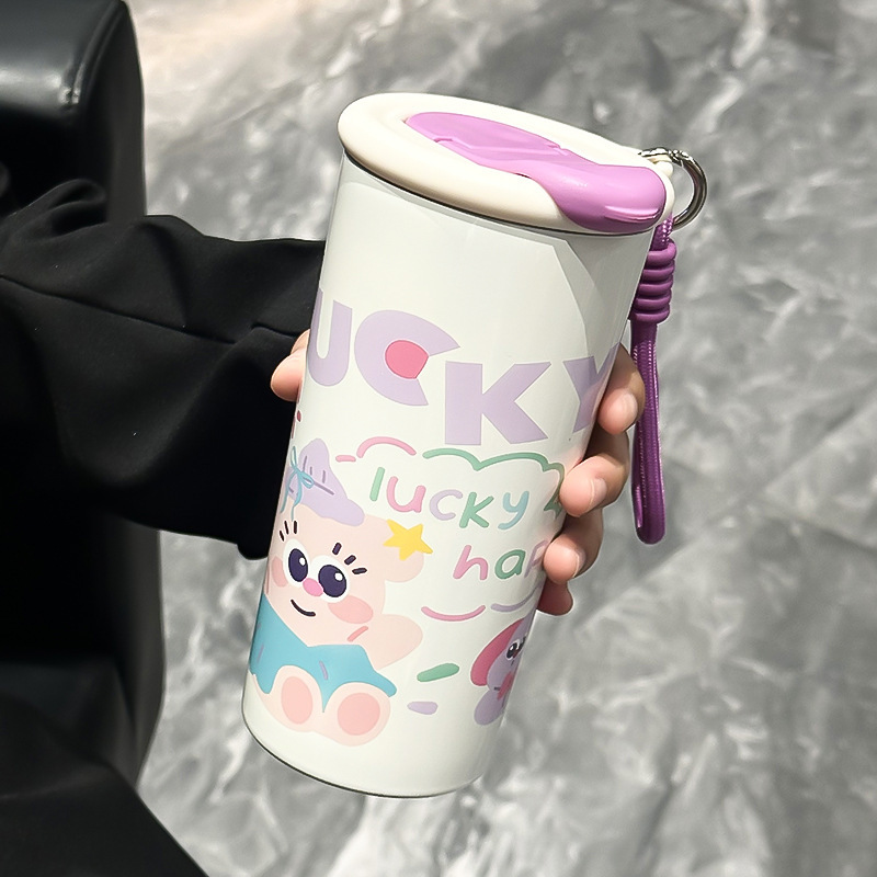 卡通缤纷咖啡杯316不锈钢学生户外便携车载随手吸管杯保温杯批发|undefined