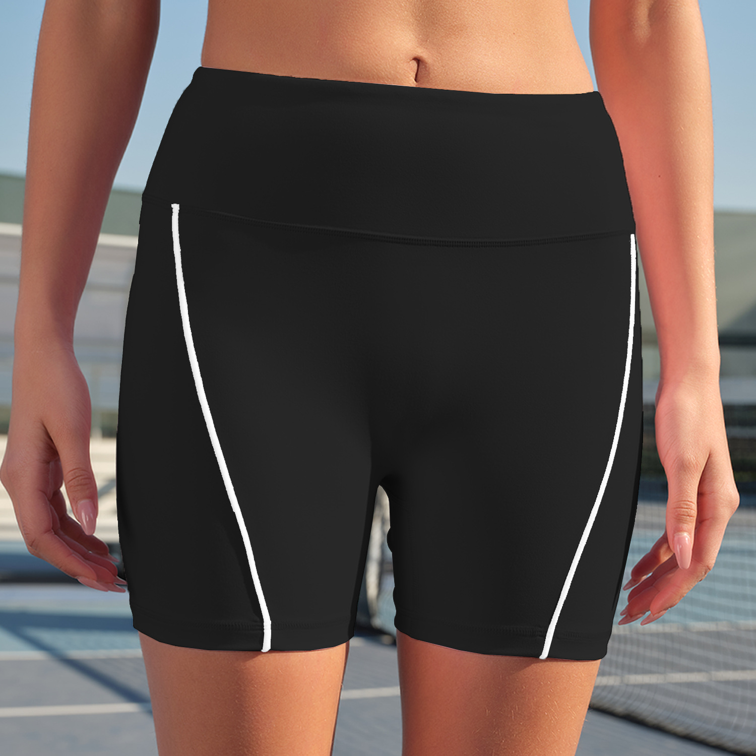 Conjunto deportivo para mujer estilo europeo y americano con efecto segunda piel, top deportivo con tirantes finos y bloques de color para yoga, conjunto deportivo para correr con control de abdomen y efecto levanta glúteos.