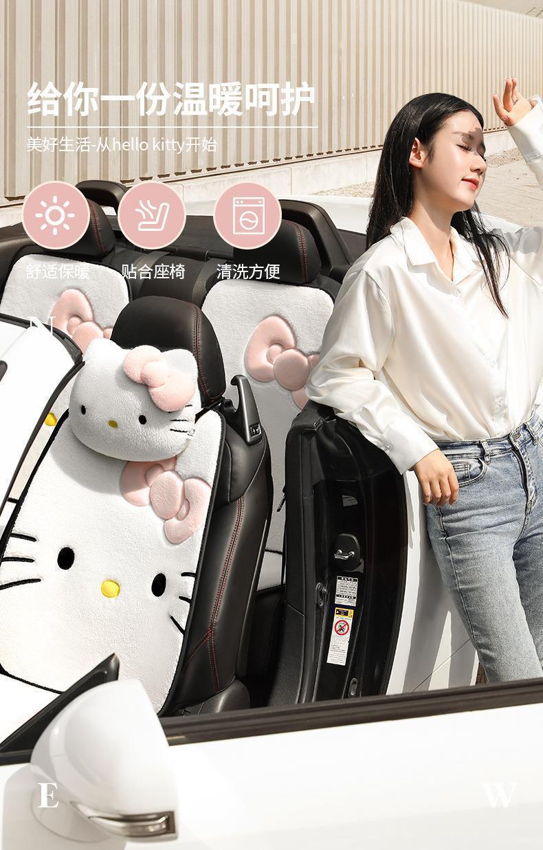 Kt Manufacturer Direct Supply Car Seat Cushion Winter Plush Cartoon Goddess Style Seat Cover Car Seat Cushion Single Piece Three-Piece Set