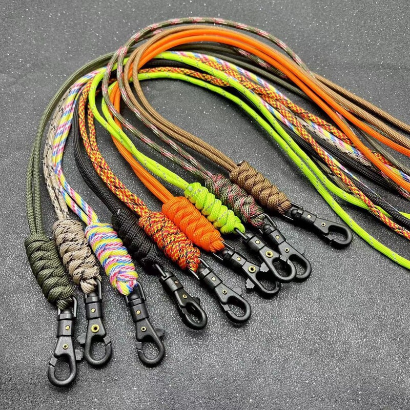 Hand-Woven 7-Core Paracord Keychain Flashlight Rope Id Strap Lanyard Outdoor Portable Edc Small Equipment
