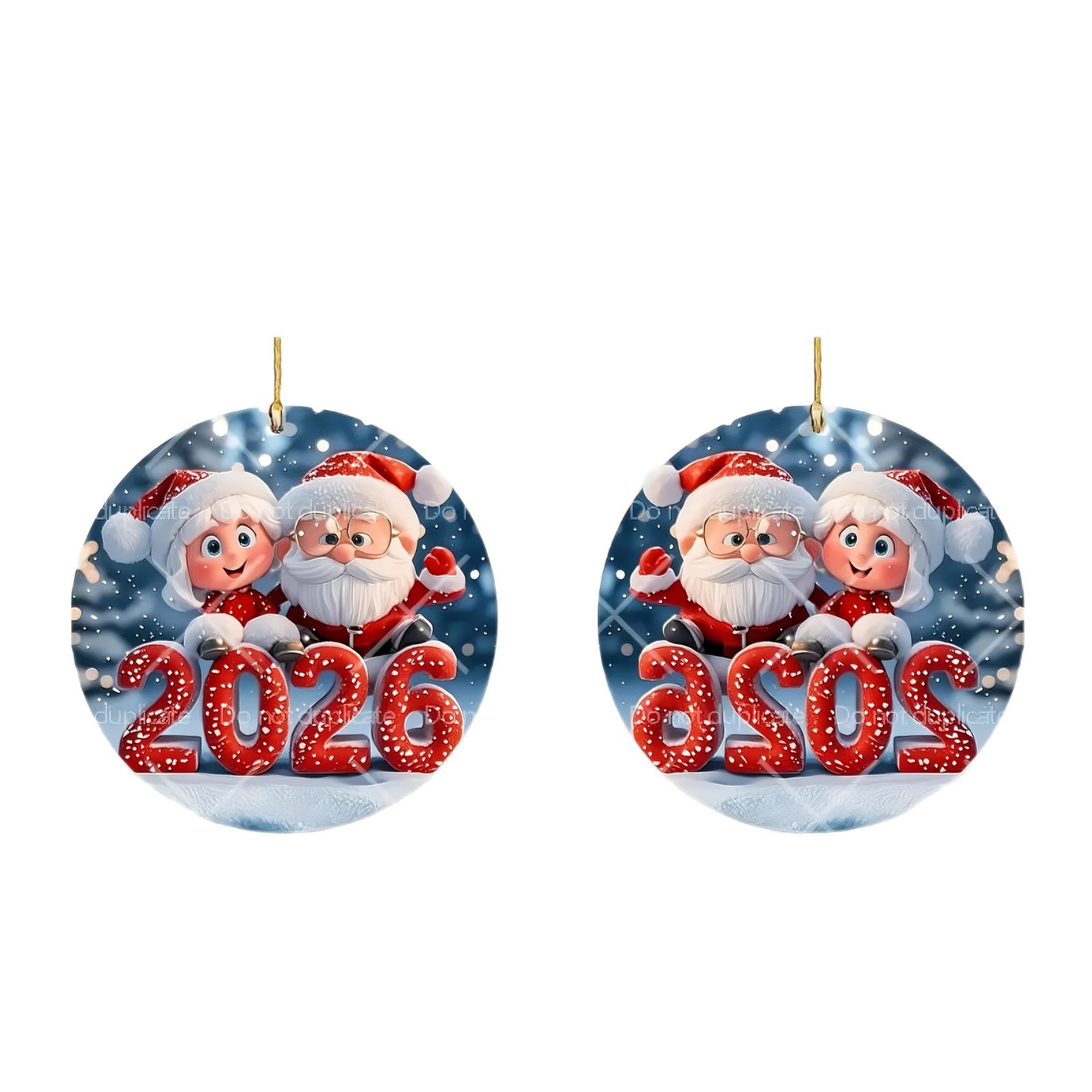 Nuevo Santa Claus transfronterizo y muñeco de nieve 2026 colgante acrílico redondo decoración de fiesta de Navidad en el hogar image 5