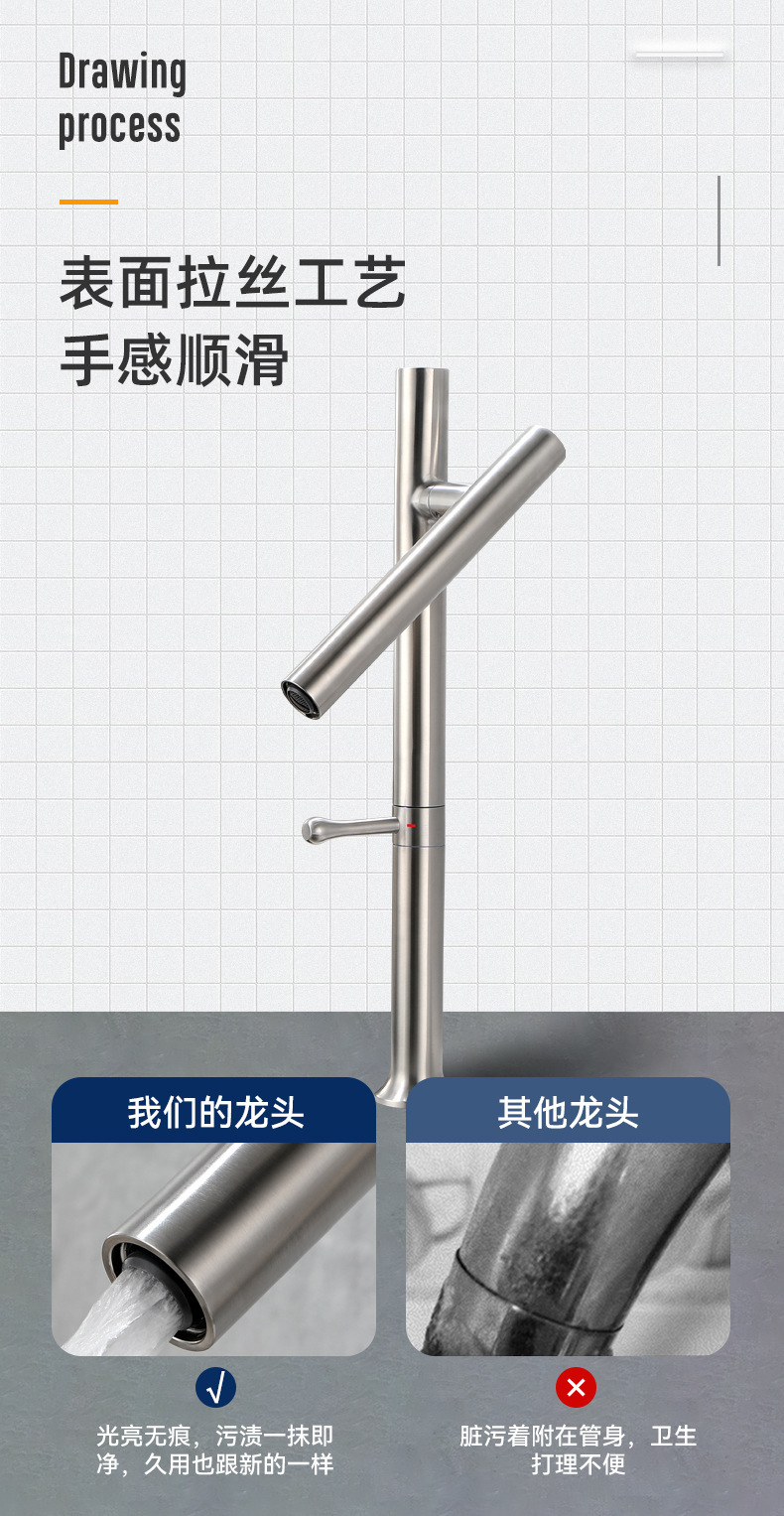 Cross-border stainless steel kitchen faucet, universal rotating cold and hot dual-purpose sink, washbasin, countertop faucet undefined