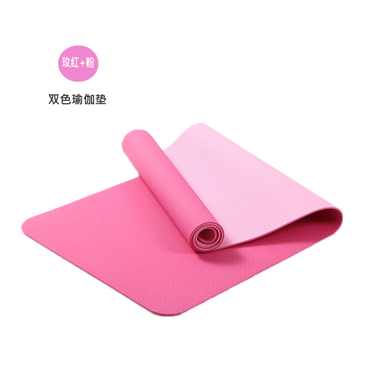 Fabricantes de stock al por mayor TPE mat de yoga de dos colores 183 * 61 * 0.6 mat de ejercicios deportivos de danza portátil mat