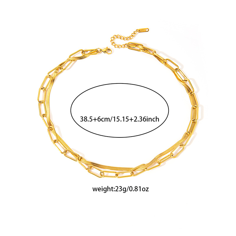 Joyería Al Por Mayor Elegante Color Sólido Acero Titanio Enchapado Collar Cadena De Clips Cadena De Cuerda Torcida display picture 22