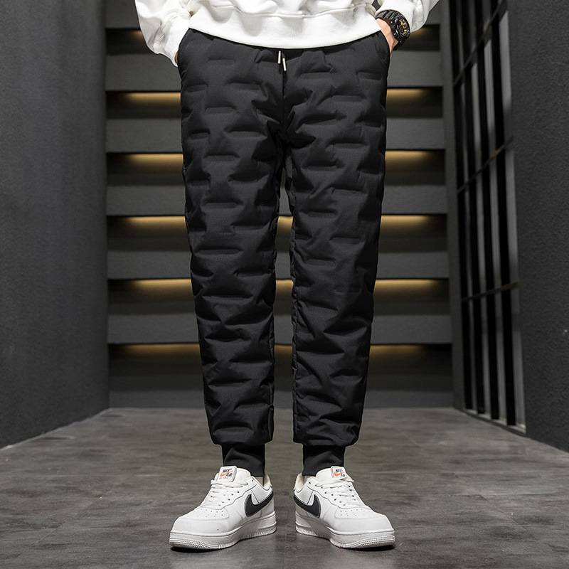 Outdoor camping white duck down pants, couple style, new winter 2024 style, high-waisted, thickened, warm cargo pants.