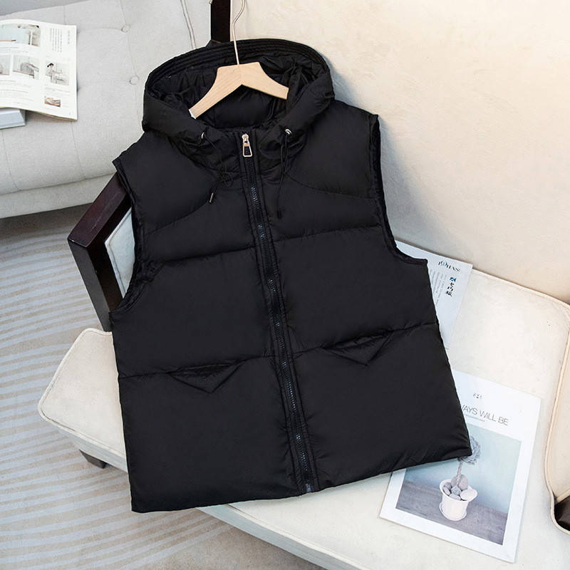 Nuevo chaleco de algodón de pluma para mujeres otoño y invierno 2025 corto de moda suelta sin mangas chaleco de hombro de algodón chaqueta de moda