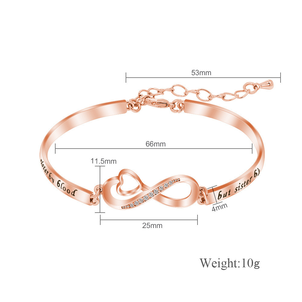 Casual Sweet Heart Shape Crown Rhombus Copper Zircon Bangle In Bulk display picture 3