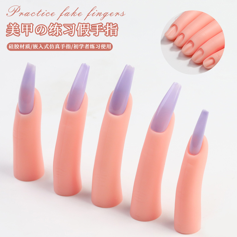 Cross-border for nail silicone fake finger practice fake finger mold fake finger magnetic suction can be inserted nail suit wholesale