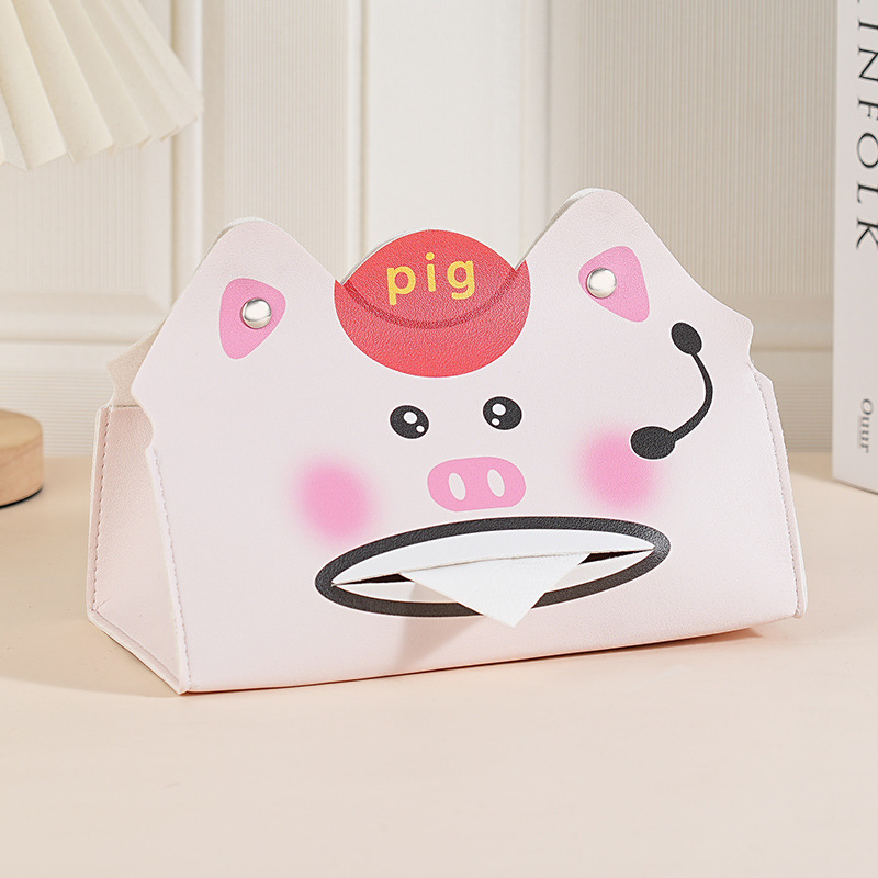 Original divertido de dibujos animados lindo caja de pañuelos caja de dibujo de cuero dormitorio doméstico multifuncional exquisita caja de almacenamiento de personalidad
