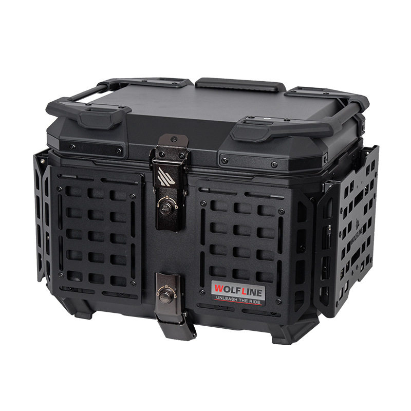 Clearance Sale: 45L Multifunctional Armored Black Aluminum Alloy Motorcycle Tail Box, Scooter Trunk, Foldable Box