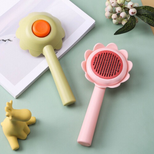 Sunflower pet comb, one-click hair removal, floating hair removal, knot-opening needle comb, hair removal comb for cats and dogs