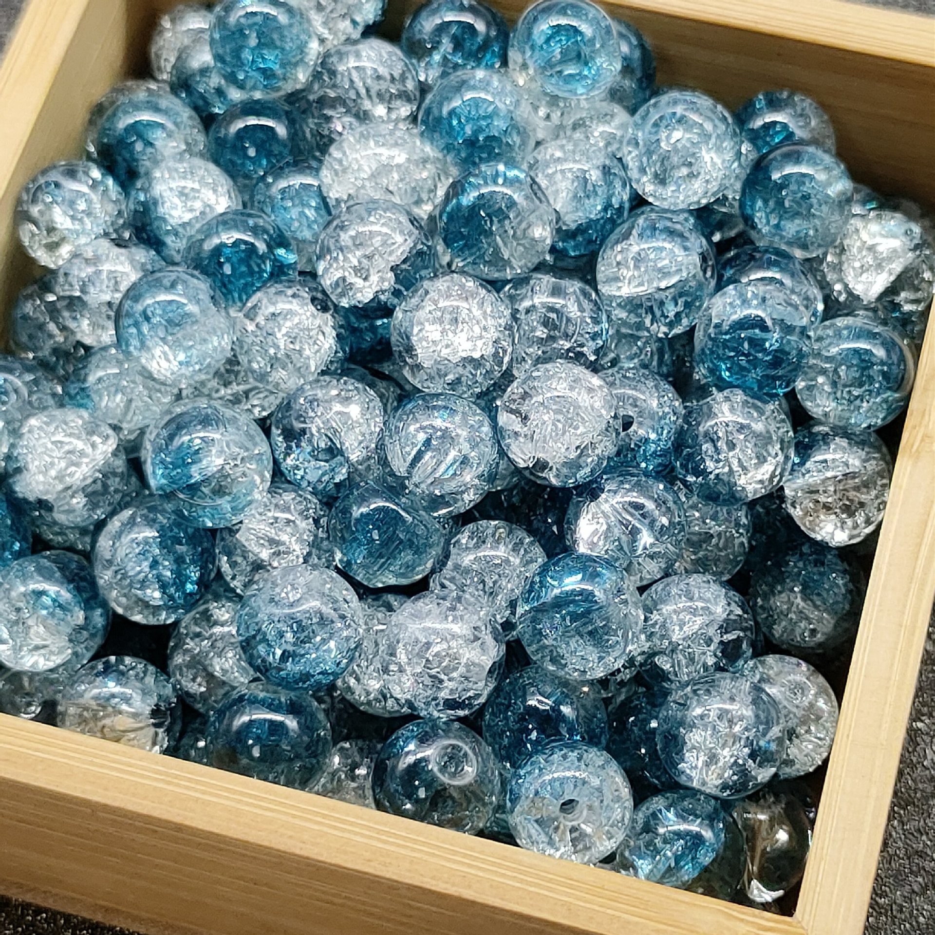 10mm瑠璃爆花珠新製品敦煌風2色グラデーション亀裂散珠diy古風長月火明同金