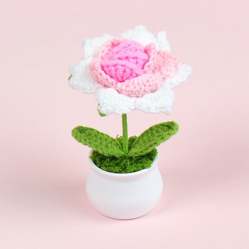 完成したウールひまわり鉢植えスズラン造花チューリップデスクトップ装飾品バレンタインデー教師クラスメートギフト|undefined