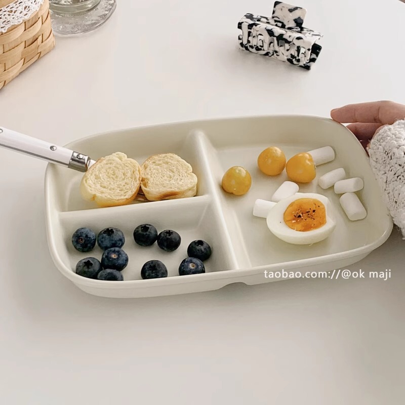 Okmaji South Korea Blogger Same Tray Divider Fruit Plate Ins Style Divider Plate Ceramic Breakfast Plate Okmaji South Korea Blogger Same Tray Divider Fruit Plate Ins Style Divider Plate Ceramic Breakfast Plate