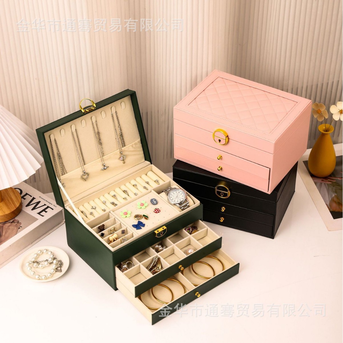 Jewelry Box, Earrings, Earrings, Necklaces, Rings, High-End Exquisite Large-Capacity Gold Jewelry Hand Jewelry Storage Box