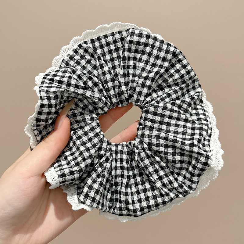 Lazo para el cabello de intestino grueso rayado coreano para mujer, sensación de alto nivel, cuerda para el cabello de cola de caballo, banda de goma para la cabeza para niñas, cuerda para la cabeza de gran tamaño, accesorios para el cabello de flores para la cabeza