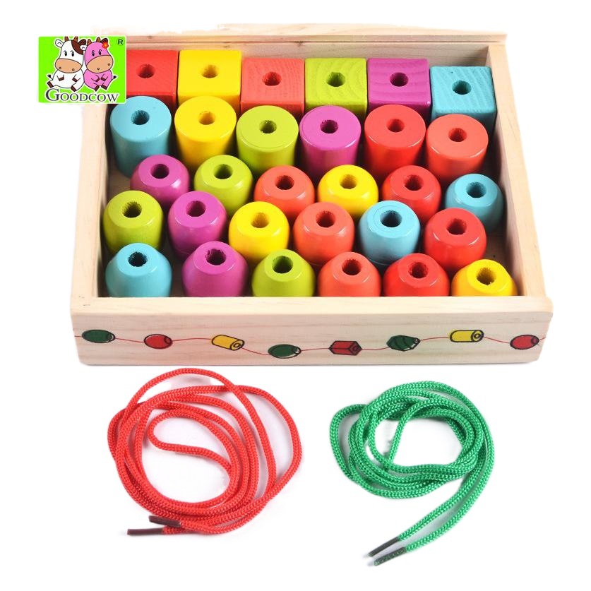 Juego de Cuentas para Enhebrar de Madera para Niños image 1