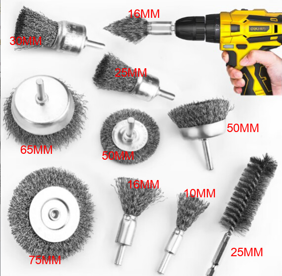 Rueda de alambre de taladro eléctrico de traje transfronterizo con varilla de molienda derusting taladro eléctrico de molienda eléctrica de alambre de cobre de alambre de acero inoxidable cepillo de alambre