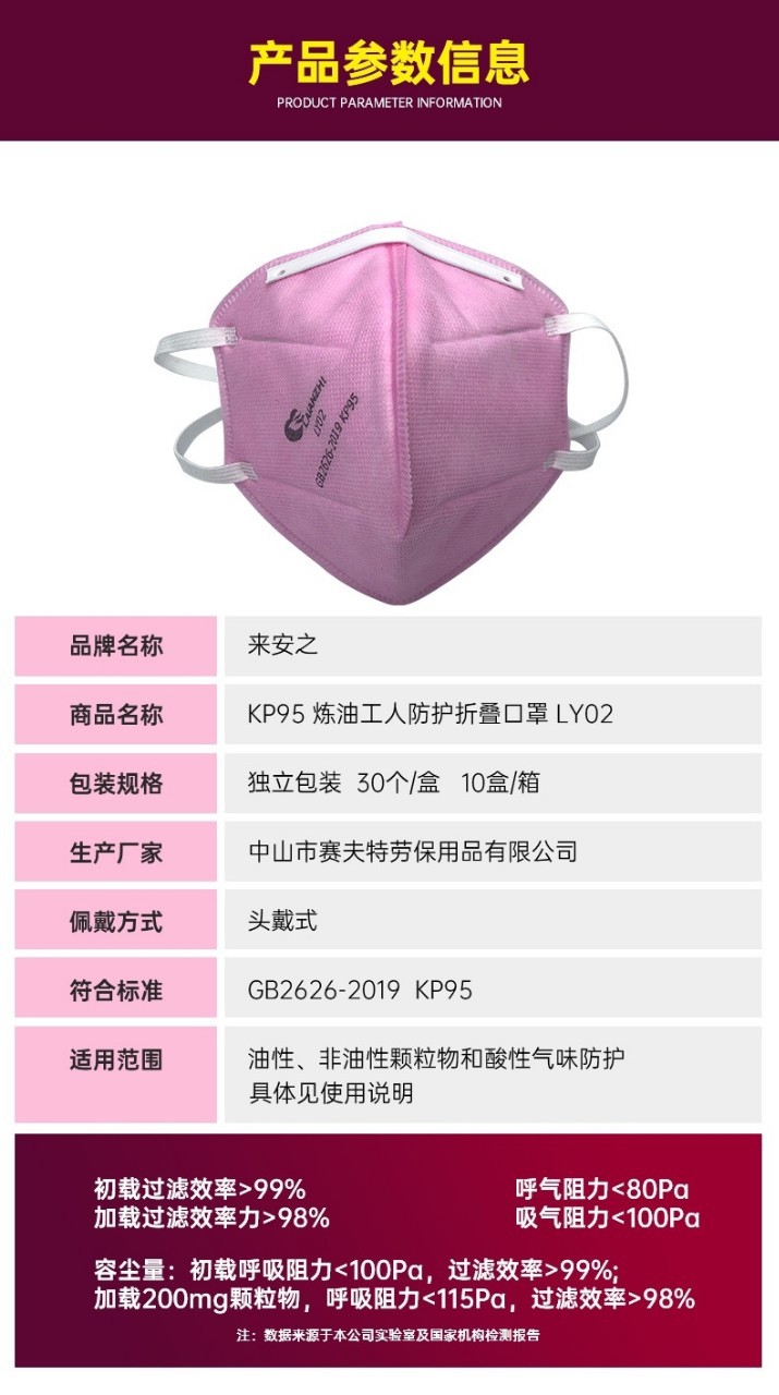 来安之9106A电镀行业防护口罩DD02电镀KP95劳保口罩电镀工人口罩