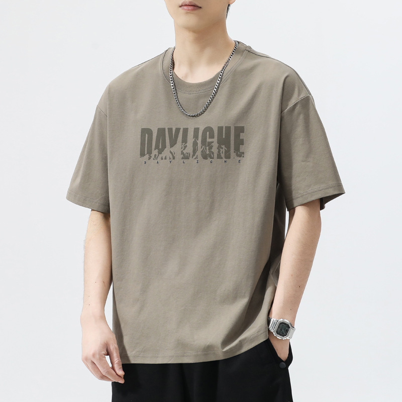 半袖tシャツ男性夏の薄いアメリカのレトロな丸首半袖insトレンドプリントのシャツカジュアルな服|undefined