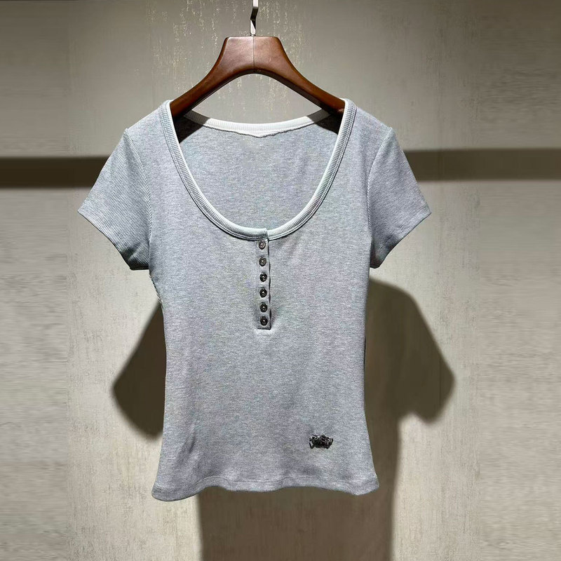 Moshuviya's 2026 Summer New Elegant Low Round Neck Short-Sleeved Slim-Fitting Knitwear Xsj3S02E