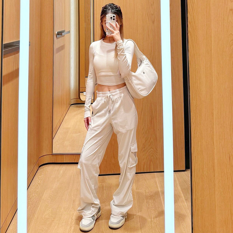 New Style Dance Studio Women's Loose-Fit Mid-Waist Casual Sports Drawstring Cargo Pants Parachute Pants