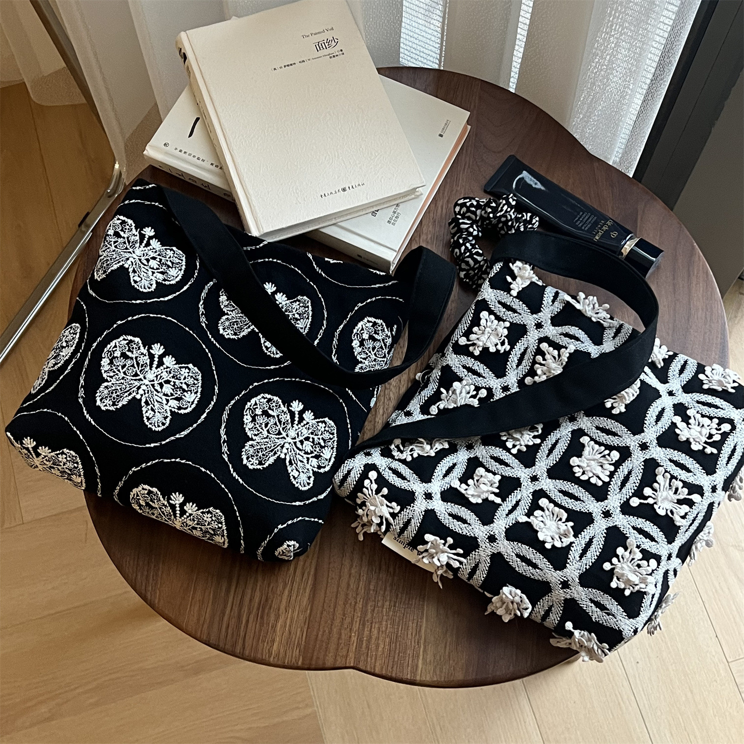 【素希布包】复古文艺蝴蝶刺绣帆布迷你腋下包手提小拎包女小挎包