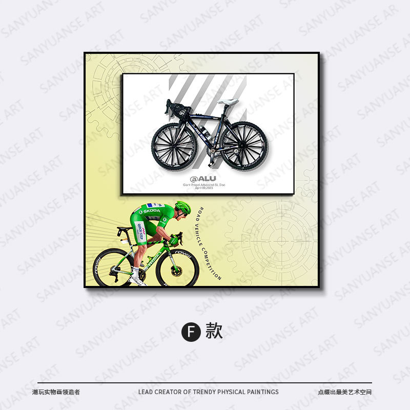 Bicicleta colgante pintura bicicleta de aleación retro modelo de bicicleta antigua bicicleta de metal habitación de los niños dormitorio pintura decorativa