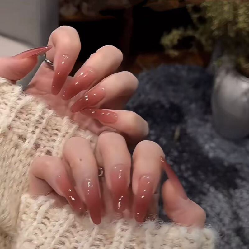 Smoked Rose Gradient White Hand Gradient Wear Armor Simple All-match Nail Art Patch Long Nail Pure Desire Smoked Rose Gradient White Hand Gradient Wear Armor Simple All-match Nail Art Patch Long Nail Pure Desire