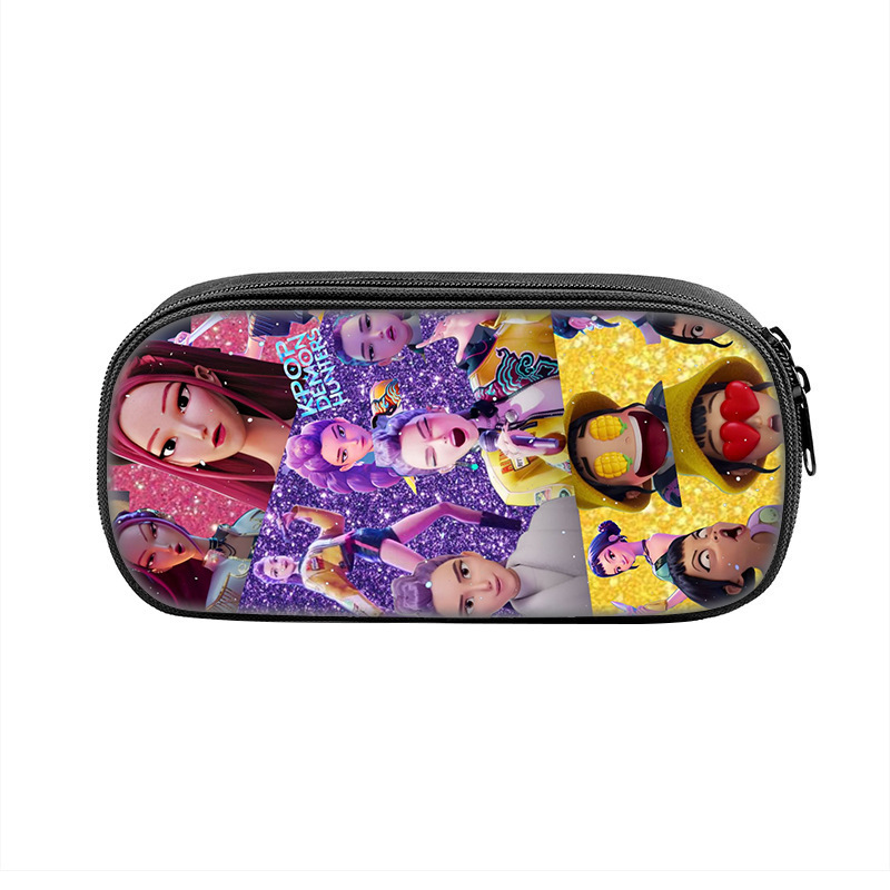 国境を越えた新製品 Huntrix Kpop プリント周辺ペンバッグ ハンター魔女グループ 小中学生鉛筆文具箱|undefined
