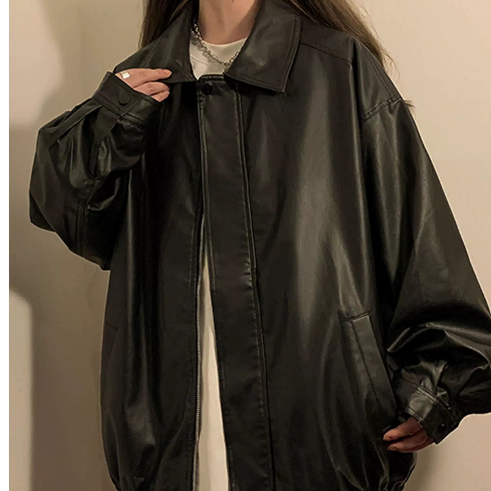 Oversized demi-season windproof, waterproof jacket in American style; Black/Apricot/Coffee, S-XL