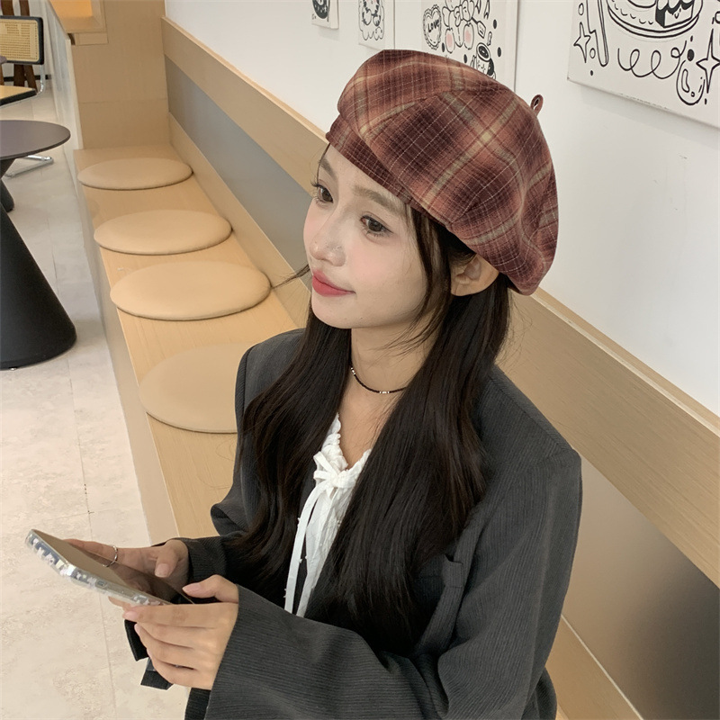 秋冬新款毛呢八角贝雷帽子女网红画家帽鸭舌帽小众潮款百搭显脸小|undefined