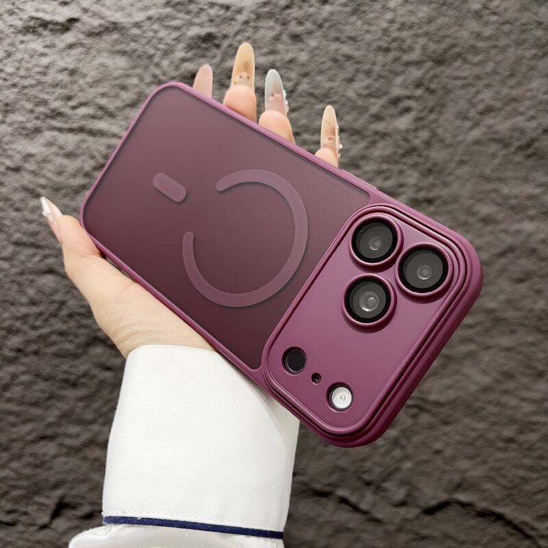 Suitable for Apple 18 Pro phone case, featuring a sophisticated cherry red design, iPhone 17 style, magnetic adsorption, matte finish, and drop protection