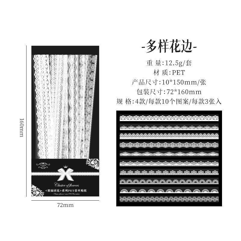 Vintage Alice Wonderland encaje hueco de papel diario encaje base papel diario pegatinas ins estilo material