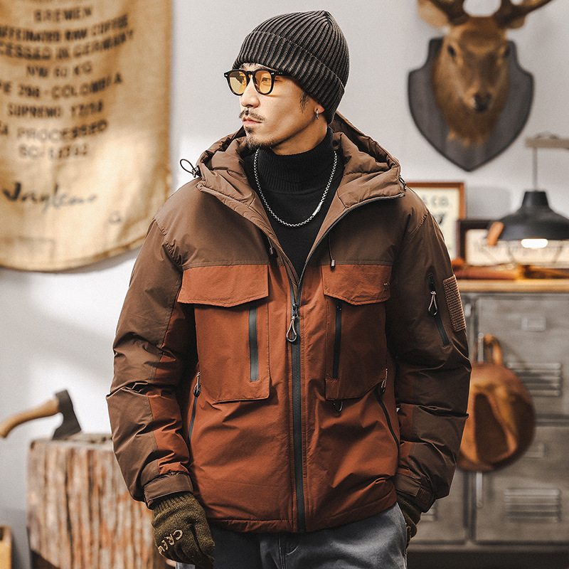 American Retro Water-Repellent Work Jacket Cotton Coat Men's Winter Thickened Cotton Jacket Men's Hiking Outdoor Cotton Coat