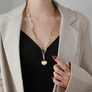 European and American Cold Style Love Sweater Chain Long Necklace Women's All-match Simple Internet Popular Fashion Color-free Jewelry