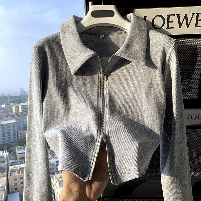 2025 Internet Popular Long Sleeve Shirt Early Autumn Top Women's New Design Double Zipper Age-reducing Beautiful Western Style Shirt 2025 Internet Popular Long Sleeve Shirt Early Autumn Top Women's New Design Double Zipper Age-reducing Beautiful Western Style Shirt