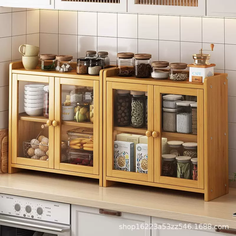 厨房台面夹缝置物架餐具调味品摆放架落地多层楠竹家用收纳储物架