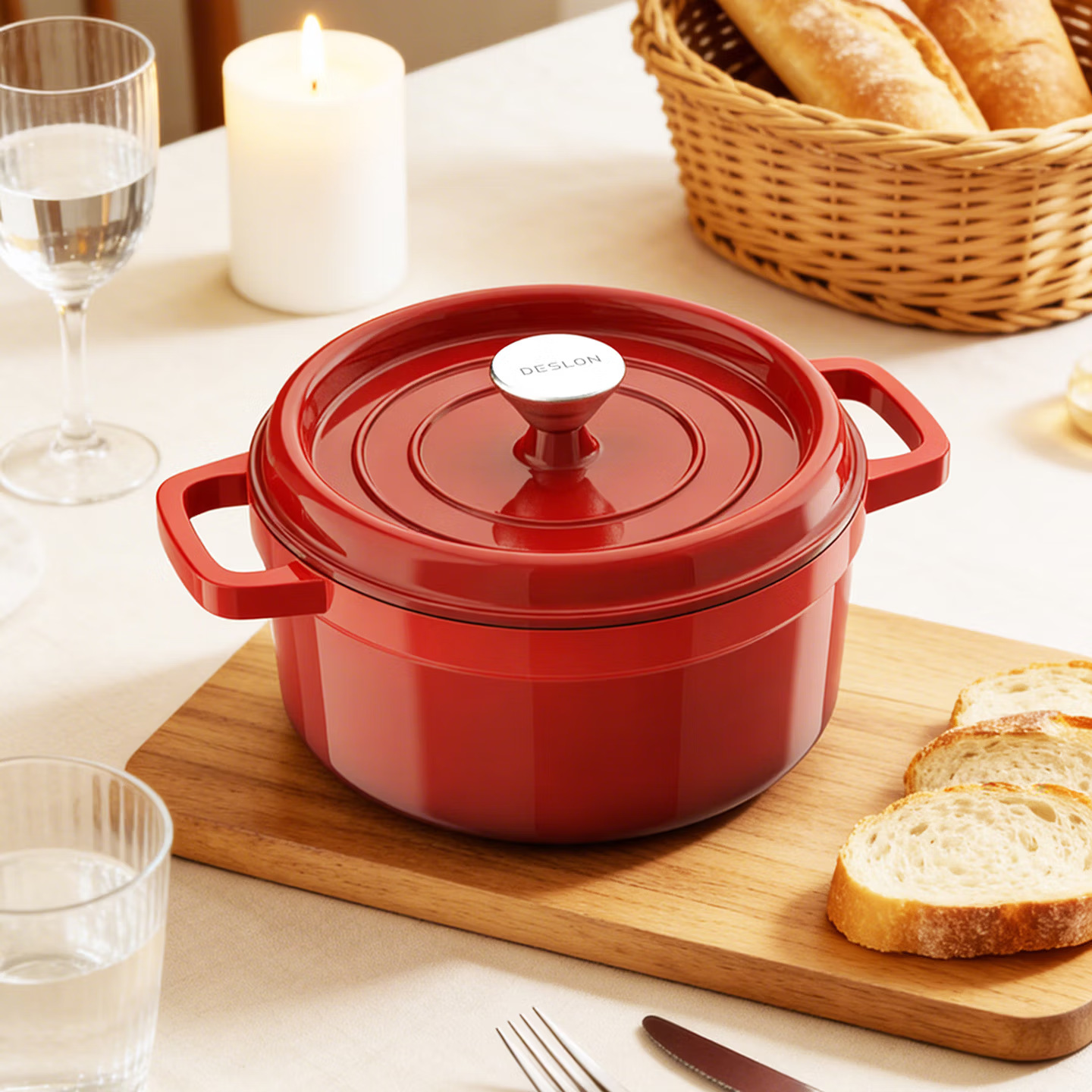 DESLON Cast Iron Multi-Purpose Enamel Pot DFS-T9006 24cm 3.8L Gift Wholesale
