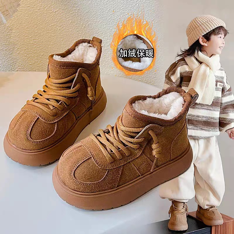 Botas de nieve para niñas 2024 invierno para niños botas de algodón gruesas botas de algodón antideslizante invierno versátil para niños mayores botas de algodón cálidas image 4