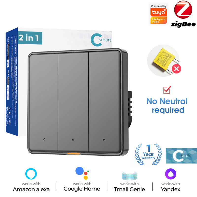Zigbee ウォールボタンスマートスイッチライトシングル電源ライン磁気保持 Tuya APP タイミング音声ホーム|undefined