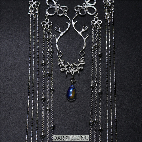 Immortal to the Heart Retro Handmade Water Drop Tassel Hairpin Face Curtain and forehead Decoration Brow Pendant Hanfu Ancient Style Hair Accessory