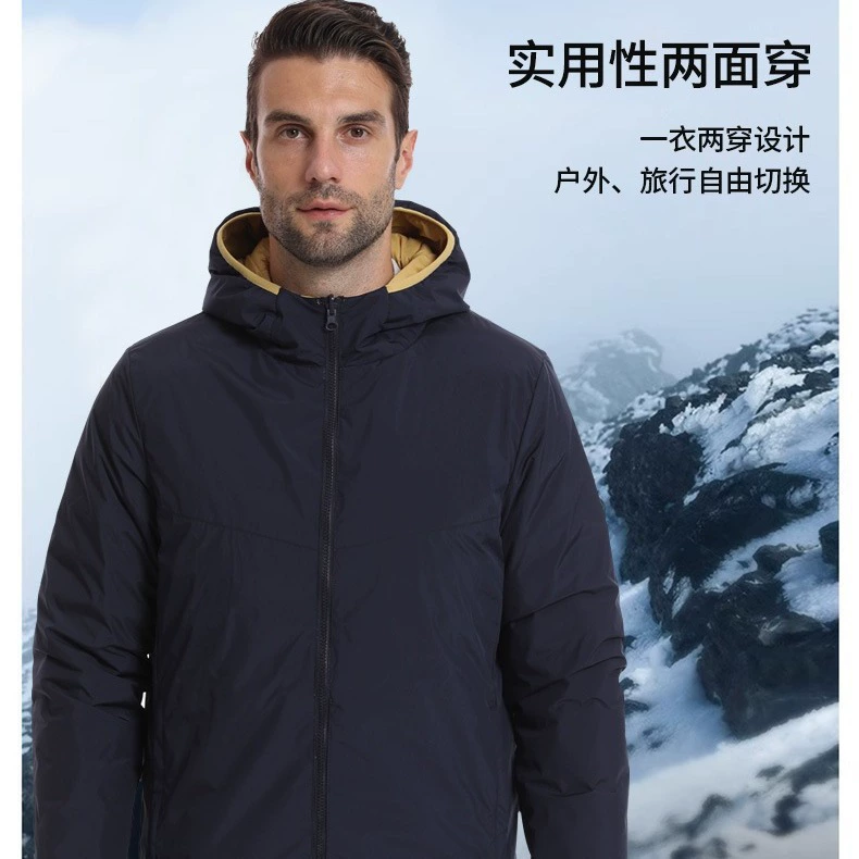 Двусторонняя пуховая куртка Amazon с вышитым логотипом на заказ, парная модель, легкая куртка с капюшоном, легкая и теплая.